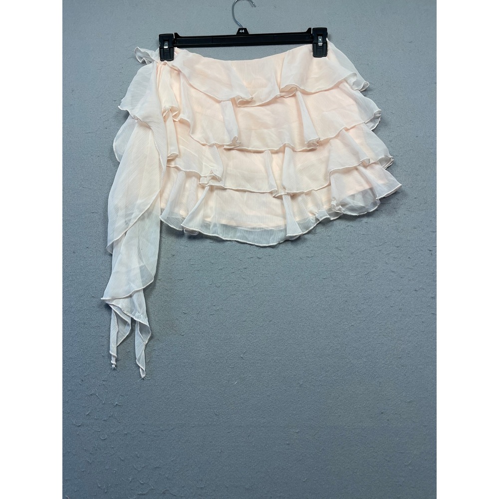 Zara Ruffle Mini Skirt Polyester Cotton Peach Small Women